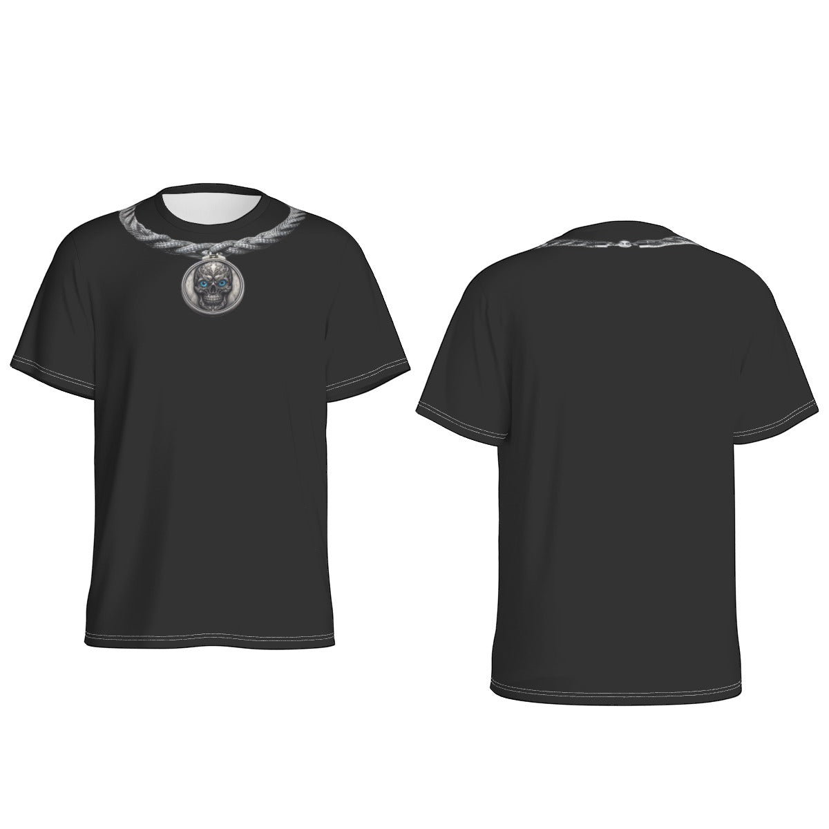 Playera Cuello Redondo Calavera Azul Cadenas