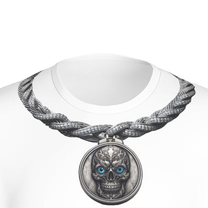 Playera Cuello Redondo Calavera Azul Cadenas